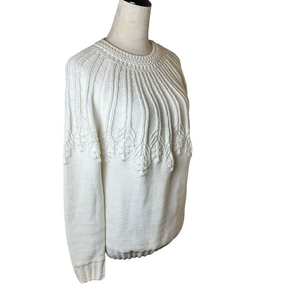 Chadwicks White Chunky Bobble Knit Sweater Medium | Cottagecore Relaxed Pullover - Picture 2 of 6